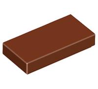 LEGO Tile 1x2, Part 3069, Building Block Component (Reddish Brown, 10, Bricks)
