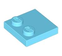LEGO Tile 2 x 2, Modified with Studs on Edge, Part 33909, Part 33909, Choose Your Colour (Medium Azure, 50, count)