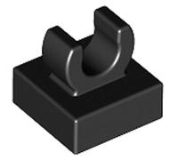 LEGO Tile Modified 1 x 1 with Open O Clip, Part 15712 (Black, 100, Bricks)