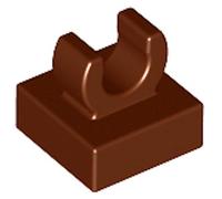LEGO Tile Modified 1 x 1 with Open O Clip, Part 15712 (Reddish Brown, 10, Bricks)