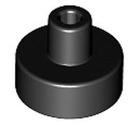 LEGO Tile, Round 1 x 1, Bar and Pin Holder, Part 20482 (Black, 10, Bricks)