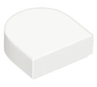 LEGO Tile, Round 1 x 1 Half Circle Extended, Part 24246 (White, 50, Bricks)