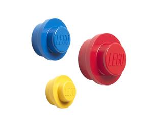 LEGO Wall Hanger Set - 3-Piece Decorative Home Accessories for Kids & Adults, Cute Room Decor, Space-Saving Coat Hooks, Wall Hangers Red, Blue, Yellow