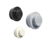 LEGO Wall Hanger Set - 3Piece Decorative Home Accessories for Kids & Adults, Cute Room Decor, Space-Saving Coat Hooks, Wall Hangers White, Black, Grey