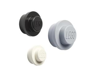 LEGO Wall Hanger Set - 3Piece Decorative Home Accessories for Kids & Adults, Cute Room Decor, Space-Saving Coat Hooks, Wall Hangers White, Black, Grey