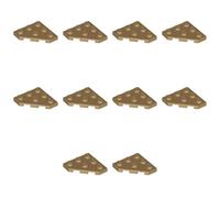 LEGO Wedge, Plate 3 x 3 Cut Corner, Part 2450 (Dark Tan, 10, Bricks)
