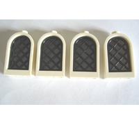 LEGO Window 1 x 2 x 2 2/3 White with Rounded Top and Black Inserts (PACK OF 4)