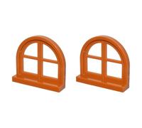 LEGO Window 1 x 4 x 3, Rounded Top with 4 Panes and Sill, Part 5260 (Dark Orange, 2, Bricks)
