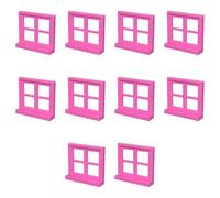 LEGO Window 1 x 4 x 3, Square with 4 Panes and Sill, Part 5259 (Dark Pink, 2, Bricks)
