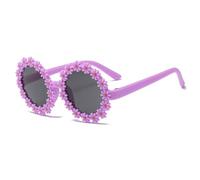 Legou Children’s Daisy Flower Retro Sunglasses UV Protection Eyewear Glasses Round Frame Sport Outdoor Sunshades Purple one size