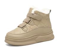 Legou Womens Mini Snow Boots,Fuzz Lined Ankle Boots Anti-Slip Platform Waterproof Winter Slip on Shoes Khaki 5.5 UK/ 38 EU