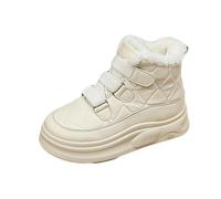 Legou Womens Mini Snow Boots,Fuzz Lined Ankle Boots Anti-Slip Platform Waterproof Winter Slip on Shoes Beige 4 UK/ 35 EU