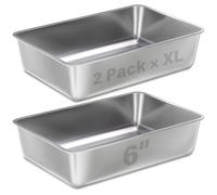 LEGOURNS XL Stainless Steel Litter Box 2 Pack, 23.6"x15.8"x6"(Height) Extra Large Stainless Steel cat Litter Box High Sides, Non Stick No Smell Easy Clean Metal Litter Box for Big/Fat Cats