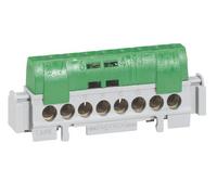 Legrand 004832 IP2X Distribution Terminal Block, Earth 8 Connections, 1.5 mm² to 16 mm², 75 mm in Length, Green