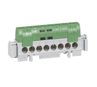 Legrand 004832 IP2X Distribution Terminal Block, Earth 8 Connections, 1.5 mm² to 16 mm², 75 mm in Length, Green