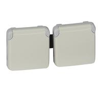 Legrand 069642 Double Waterproof Power Outlet 2P+T Prewired Horizontal Plexo Composable IP55, 16A, 250V, White