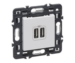 Legrand 2-Port USB Type A White Wall Socket Full Device With Screw - 741231