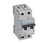 Legrand 403585, Automatic Magneto Thermal Switch, P+N, 10A, C Curve, 6 kA, 2 Module, TX3