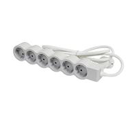 LEGRAND, 694557 6-Way Flat Power Strip Cable Length 1.5 m White/Grey