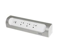 Legrand 90 Degree Mountable Socket 3x2P+PA USB C Charger Aluminum (European Socket) - 049409 [5 Pieces]