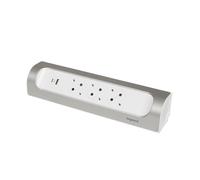 Legrand 90-Degree Mountable Socket 3x2P With USB A+C Alu Cord (European Socket) - 694504 [5 Pieces]