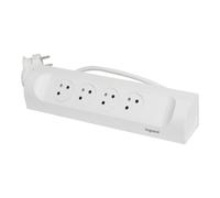 Legrand 90 Degree Mountable Socket 4x2P With Earth 1m Cord White (European Socket) - 049404 [5 Pieces]