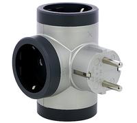 Legrand Contact Adaptor T-Shape – 3x Shuko – Grey/Black