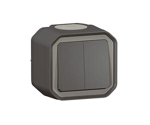 Legrand - Control for double switch or two-way switch 10A or pusher 10A waterproof Plexo complete for surface mounting anthracite