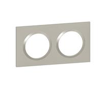 Legrand - Dooxie 2-Hole Square Plate with matt Feather Finish with Shiny Feather Ring (Grey)