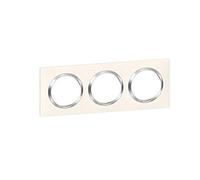 Legrand Dooxie LEG600843 3P BLC Square Switch/Socket Cover Plate with 3 Holes White Finish with Chrome Effect Ring