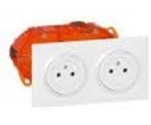 LEGRAND - Double Wall Socket 16A with Earth Dooxie Surface + Square Plate + Recessed Box - 2P + T Flush Socket with Retractable Bottom - Made in France - White