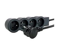 Legrand - Extra flat multiple extension cord with 4 grounded power outlets with 3m cable - black and dark grey