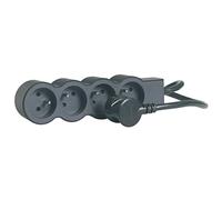 LEGRAND - Extra-Flat Power Strip - 4 Power Outlets with Earth - With 1.5m Cord - Black and Dark Grey
