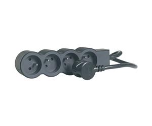 LEGRAND - Extra-Flat Power Strip - 4 Power Outlets with Earth - With 1.5m Cord - Black and Dark Grey