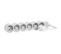 LEGRAND - Extra-Flat Power Strip - 6 Power Outlets with Earth - With 3m Cord - White and Light Grey