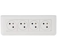 LEGRAND Kit socket 4x2P+T, Mosaic, white, surfacing, 16A 250V, IP40, IK07 | 4 x 2P+T outlets, surface mounting, bright white, 45° angled sockets, pre-wired, child protection, IK07, 16A 250V, IP40