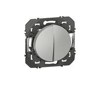Legrand LEG95236 VV Aluminium Compo Dooxie On-Off/Two-Way Switch with Push Button Composable Aluminium
