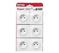 Legrand - Pack of 6 Neptune Earth Sockets - White