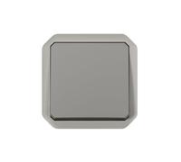 LEGRAND | Plexo 2-way switch, IP55 waterproof, IK08 resistant, indoor/outdoor use, tool-free quick connection, grey
