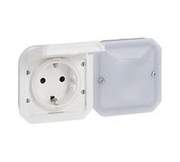 LEGRAND, Plexo New Connected Wet Room Socket, Smart Home, Surface-Mounted Socket, Schuko Standard, Home+Control App, IP44 - IK07 Dust and Dirt Resistant, 16 A, 3680 W, Colour: White, 069887L