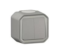 Legrand Plexo Waterproof Double On/Off Switch 3 Functions Grey 10A 250~ IP55 IK08 Delivered Complete for Surfacing
