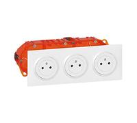 Legrand PRECAB BLC LEG300404 3X2P+T Triple Socket Kit 2P+T Pre-Wired Dooxie Surface 16A White/Orange Finish