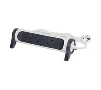 Legrand Premium Contact Outlet 3x2P With 3m Cord Black White (European Socket) - 049458 [5 Pieces]