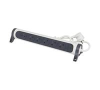 Legrand Premium Contact Socket 6x2P With 1.5m Cord Black-White (European Socket) - 049455 [5 Pieces]