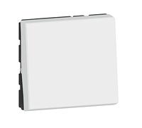 LEGRAND | Push Button 6 Amp 2 Modules Compostable White Mosaic Quick Connection No Tools Glossy Finish Flush Mount with Box 40mm