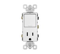 Legrand radiant 15 Amp Combination Switches, Rocker Wall Light Switch, White, Combination 3-Way Switch + Outlet, RCD38TRWCC6