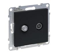 LEGRAND, Seano 765470 Single Socket TV-SAT 2 Cables, Star Cabling, HD-TV, Connection Loss 1.5 dB, Colour: Anthracite Lacquered