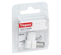 Legrand Side Standard Plug TV Coaxial Outlet Diameter 9.52 mm, White, LEG91019
