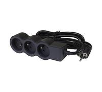Legrand Standard Socket 3x2P With 3m Cord Black (European Socket) - 049489 [10 Pieces]