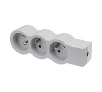Legrand Standard Socket 3x2P With Earth Without Cord White-Grey (European Socket) - 049496 [10 Pieces]